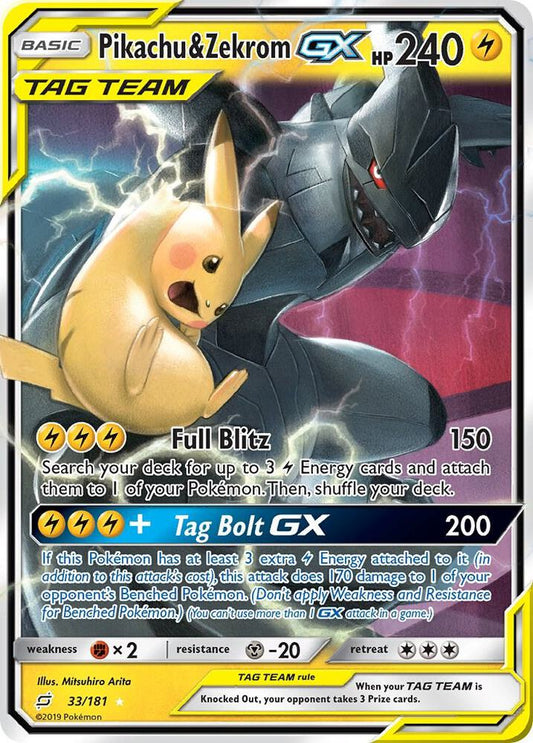 PSA9 2019 POKEMON SUN & MOON TEAM UP #33 PIKACHU & ZEKROM GX TEAM UP