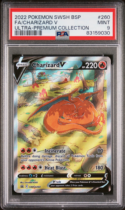 2022 POKEMON SWSH BLACK STAR PROMO #260 FA/CHARIZARD V ULTRA-PREMIUM COLLECTION [Cert#83159030]