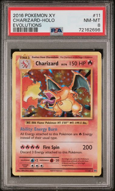 PSA 8 - 2016 POKEMON XY EVOLUTIONS #11 CHARIZARD-HOLO EVOLUTIONS